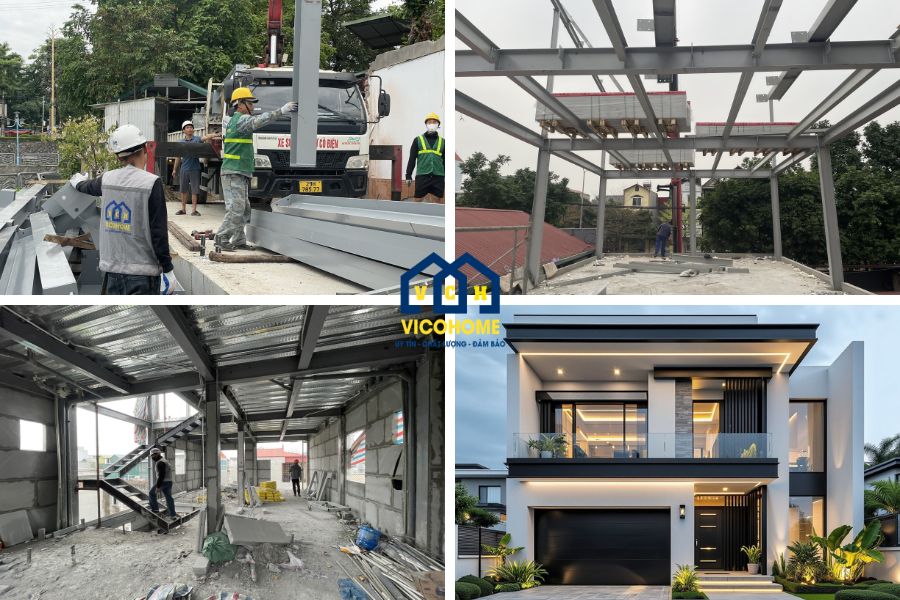 Nhà khung thép 2 tầng – Báo giá xây dựng trọn gói & mẫu đẹp 2026