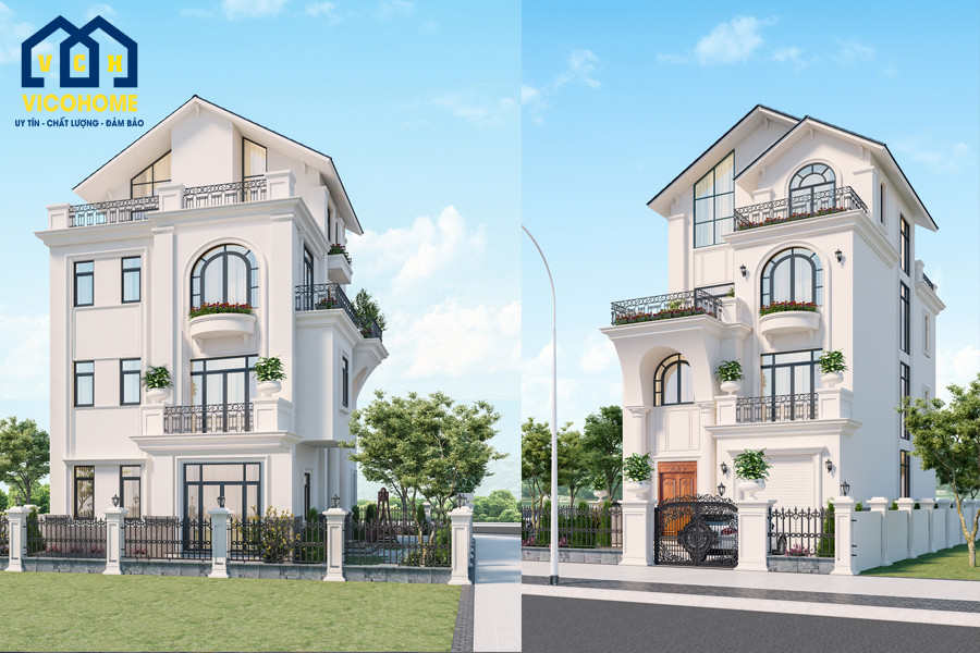 Biệt thự tân cổ xưa 3 tầng trệt dưới tum