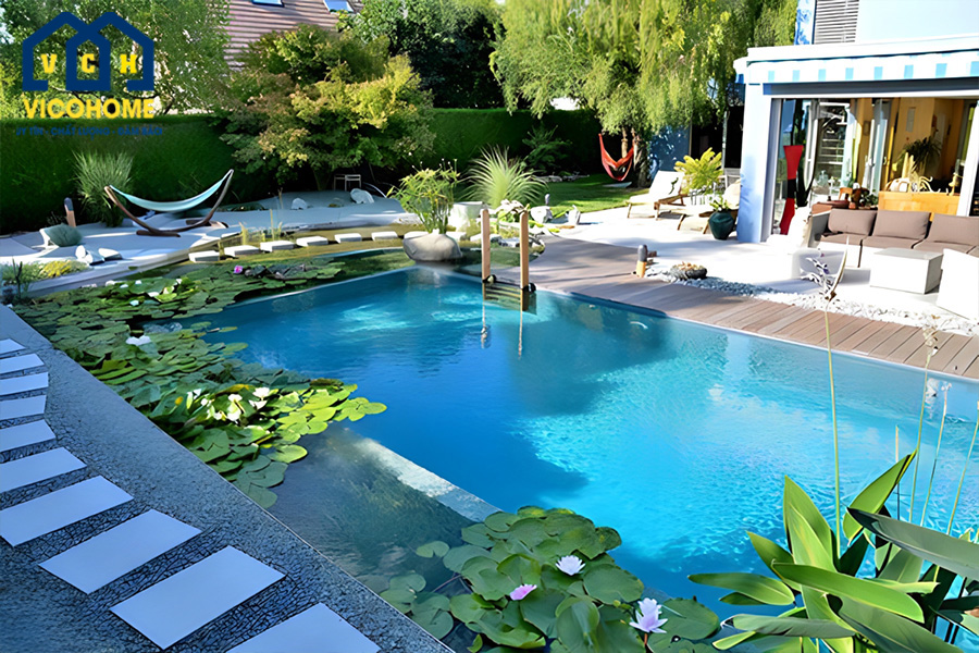 Thiết kế cảnh quan sân vườn kết hợp với bể bơi
