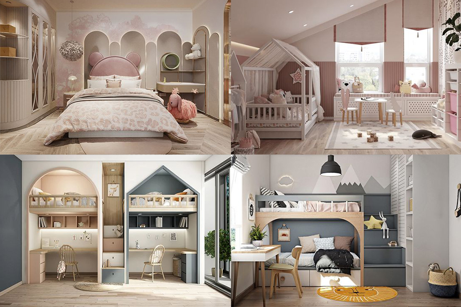 Mẫu thiết kế phòng ngủ cho bé trai và bé gái