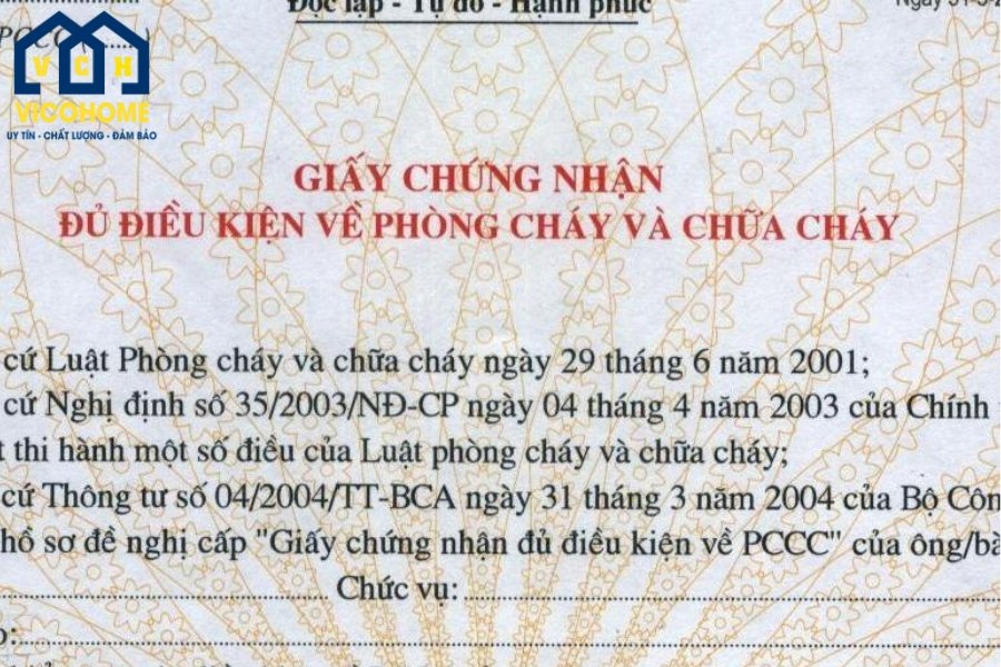 Giấy chứng nhận phòng cháy chữa cháy