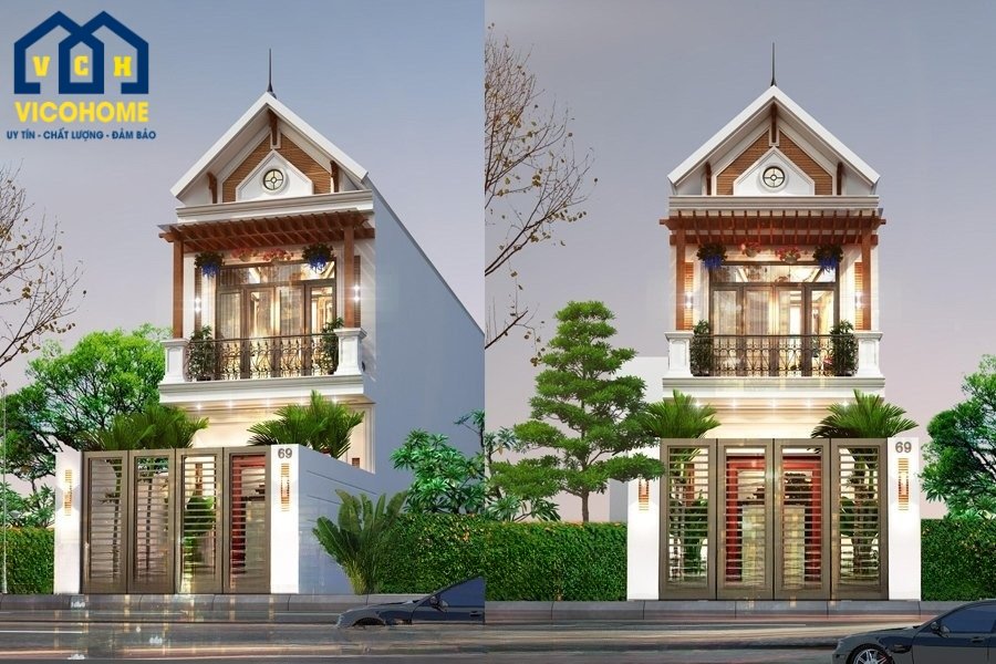 Mẫu thiết kế nhà 2 tầng mái Thái hiện đại, đẹp ở Thái Nguyên
