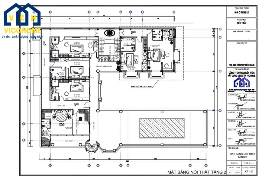 Bản vẽ thiết kế biệt thự 2 tầng ở Sóc Sơn của Vicohome - Tầng 2