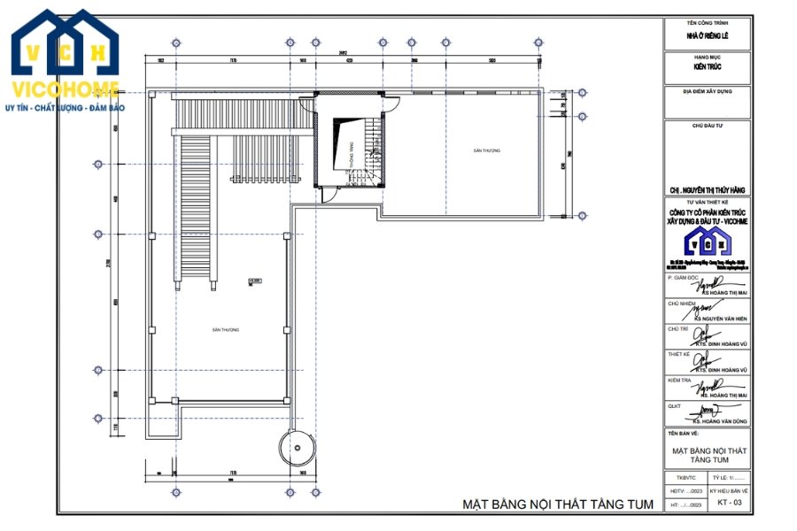 Bản vẽ thiết kế biệt thự 2 tầng ở Sóc Sơn của Vicohome - Tum