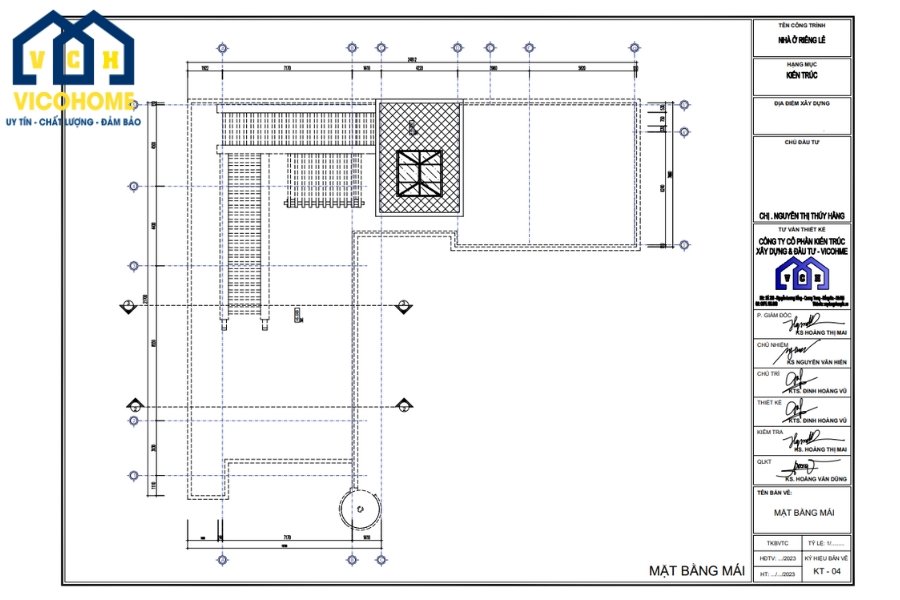 Bản vẽ thiết kế biệt thự 2 tầng ở Sóc Sơn của Vicohome - Mái