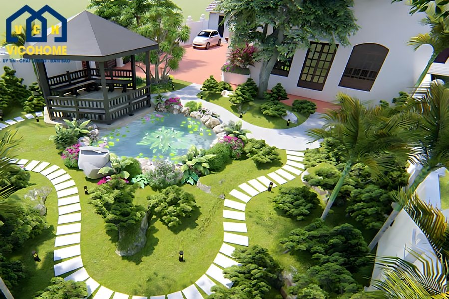 Mẫu biệt thự 2 tầng không gian sân vườn đẹp mãn nhãn - BT 2245 - CÔNG TY CỔ  PHẦN KIẾN TRÚC & XÂY DỰNG LUXE HOME