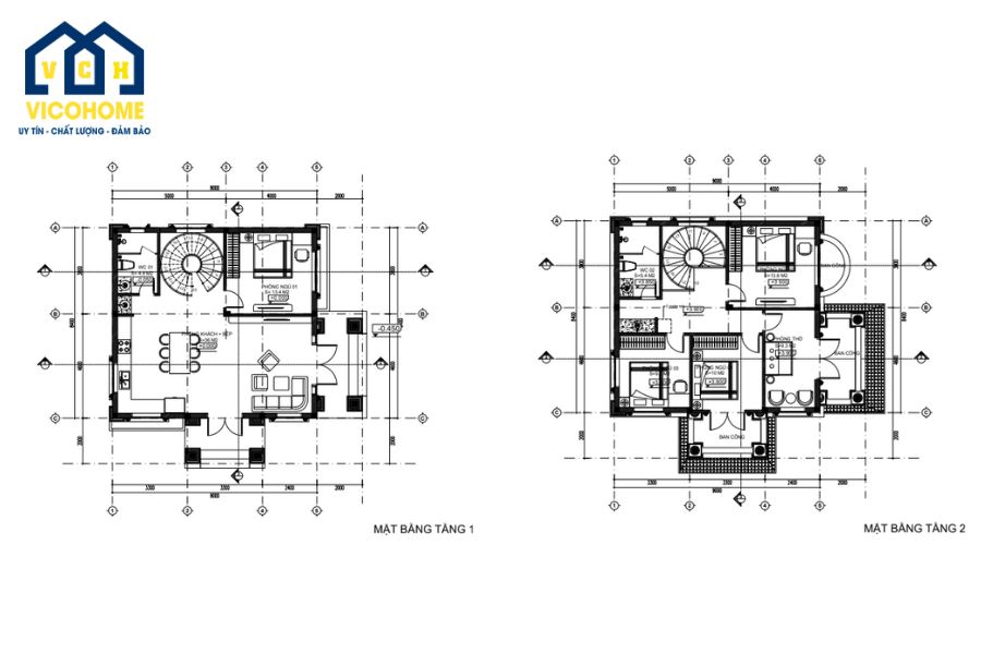 Bản vẽ thiết kế nhà mái nhật 2 tầng