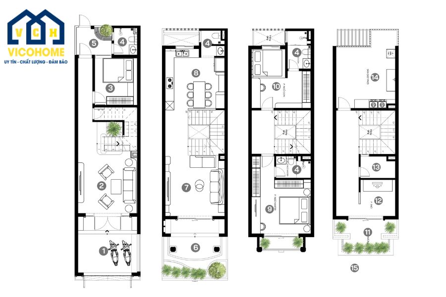 bản vẽ nhà 4 tầng tân cổ điển