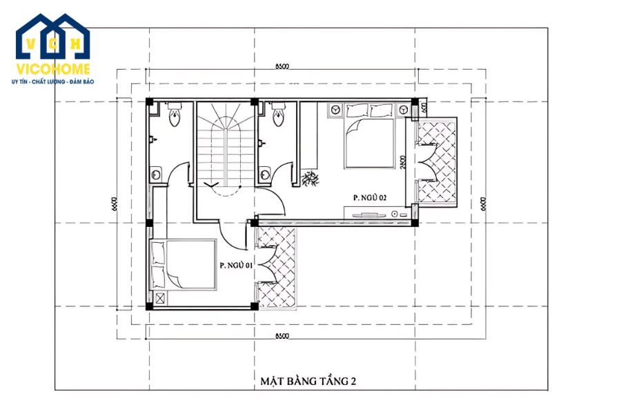 bản vẽ nhà mái thái 2 tầng chữ l