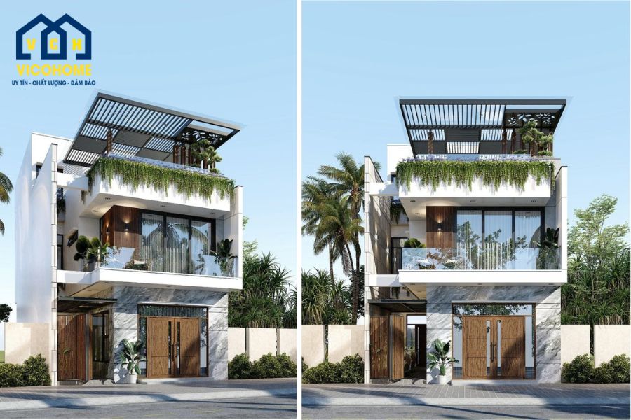 chiều cao nhà 2 tầng 1 tum