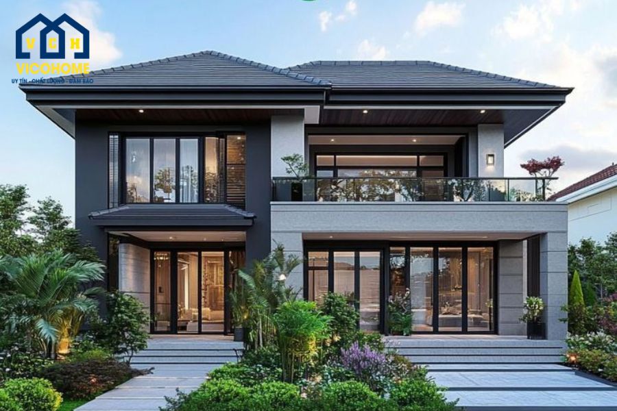 chiều cao nhà 2 tầng mái nhật