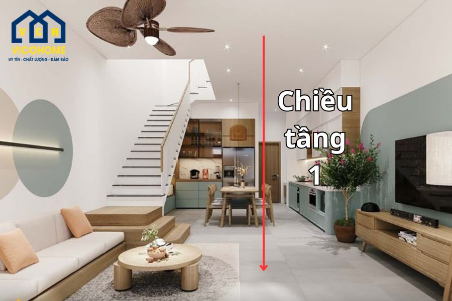 chiều cao tầng 1 nhà 2 tầng