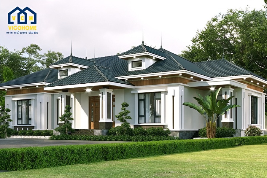 mẫu nhà 1 tầng 4 phòng ngủ 150m2