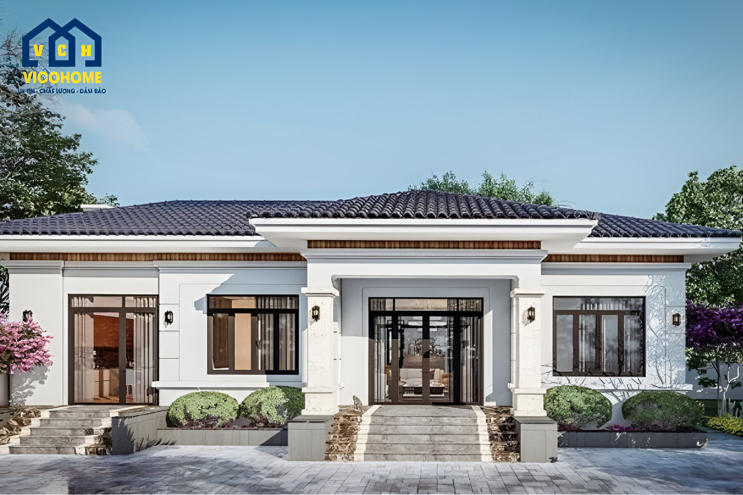 mẫu nhà 1 tầng 4 phòng ngủ 200m2