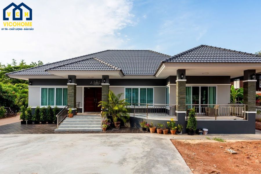 mẫu nhà 1 tầng 4 phòng ngủ đẹp