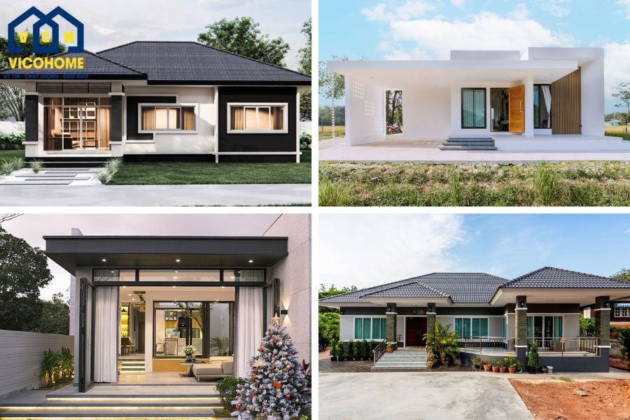 mẫu nhà đẹp 1 tầng 4 phòng ngủ