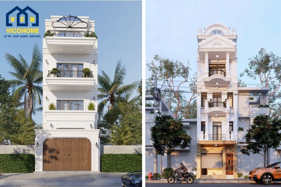 mẫu nhà tân cổ điển 4 tầng