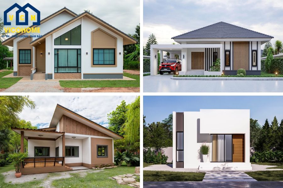 mẫu thiết kế nhà 1 tầng 4 phòng ngủ