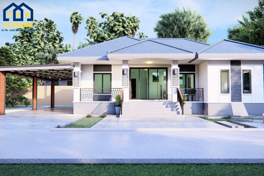 nhà 1 tầng 4 phòng ngủ 1 phòng thờ