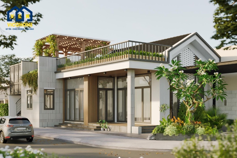 nhà 1 tầng 4 phòng ngủ 100m2