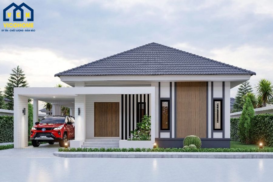 nhà 1 tầng 4 phòng ngủ đẹp