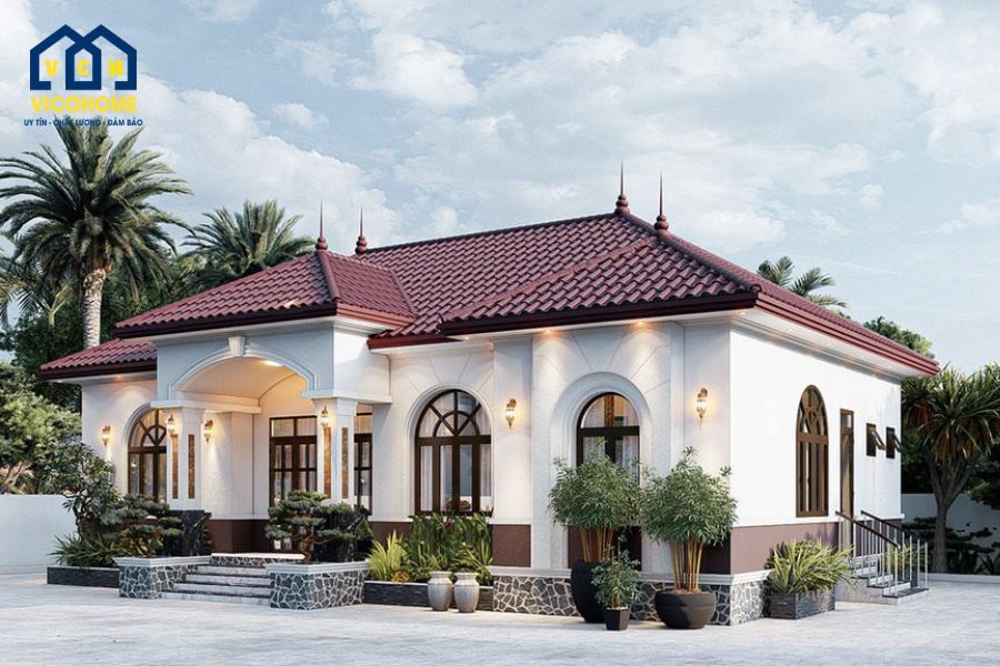 nhà 1 tầng đẹp 4 phòng ngủ