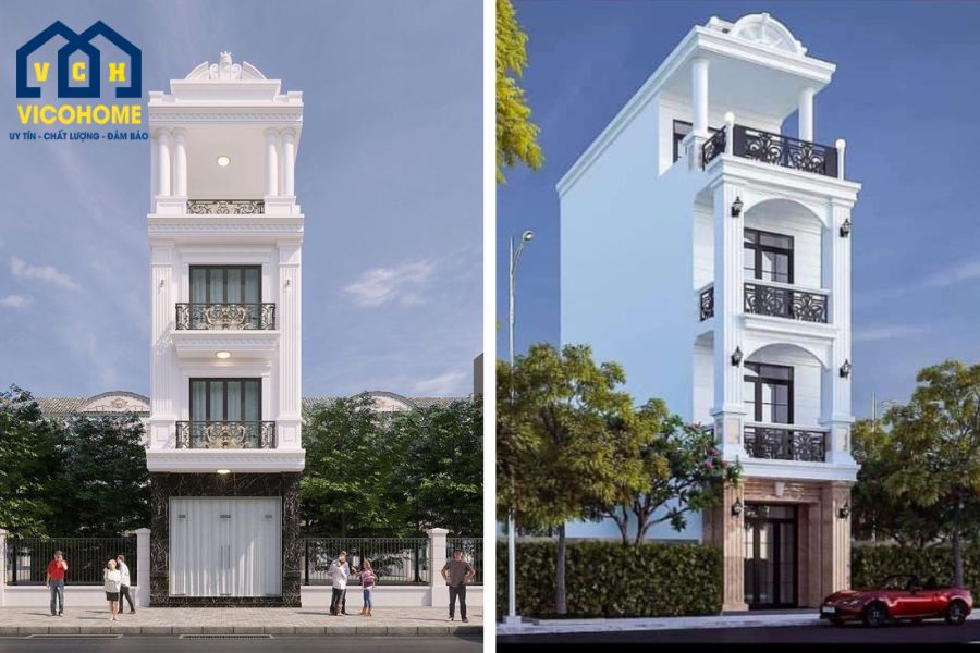 nhà tân cổ điển 4 tầng 5x20m