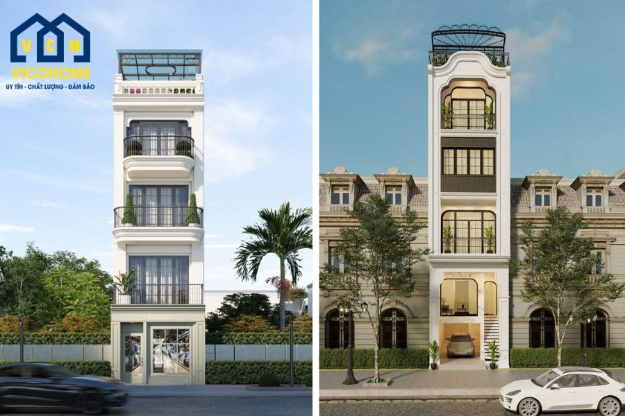 nhà tân cổ điển 4 tầng kinh doanh