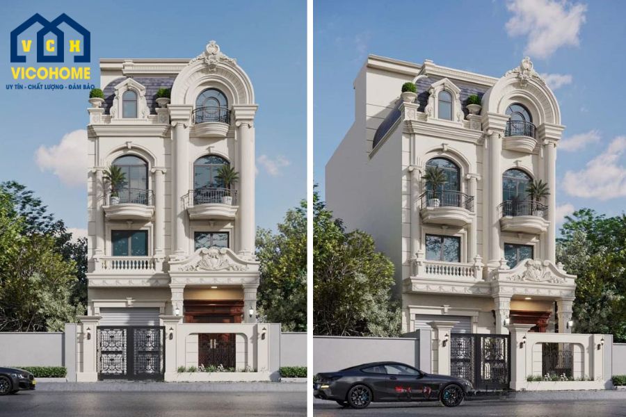 nhà tân cổ điển 4 tầng mặt tiền 7m