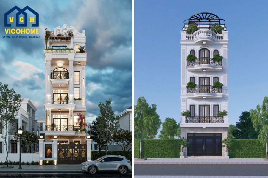 nhà tân cổ điển 4 tầng