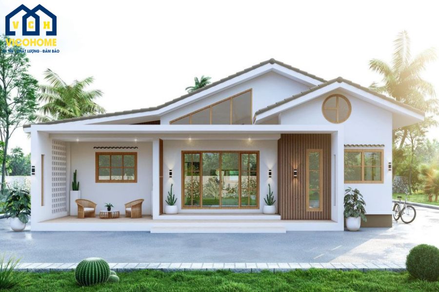 thiết kế nhà 1 tầng 4 phòng ngủ