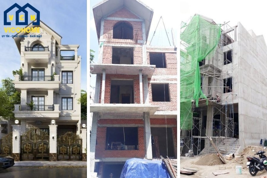 xây nhà tân cổ điển 4 tầng