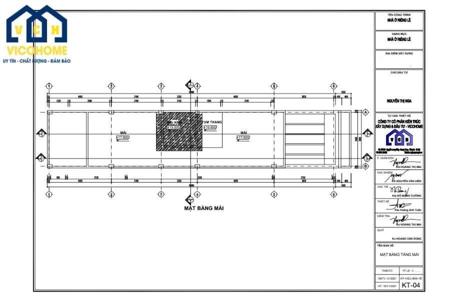 Bản vẽ thiết kế nhà phố cho khách của Vicohome - Mái