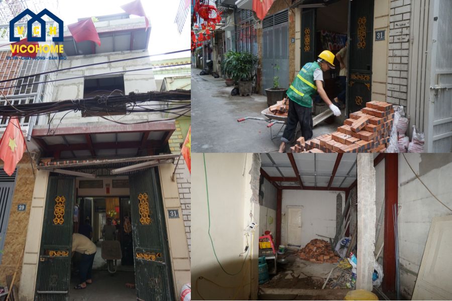 cải tạo nhà phố 1 tầng lên 2 tầng