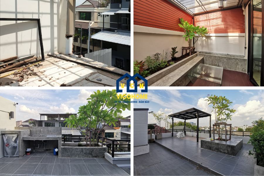 cải tạo sân thượng nhà phố