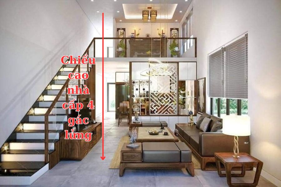 chiều cao nhà cấp 4 có gác lửng