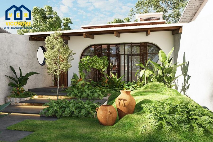 mẫu nhà cấp 4 sân vườn