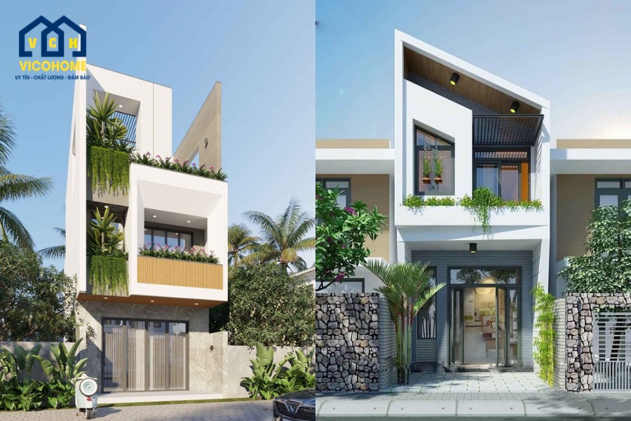 mẫu nhà ống 2 tầng 5x20m có giếng trời