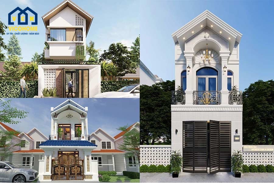 mẫu nhà ống 2 tầng mái thái 5x20m