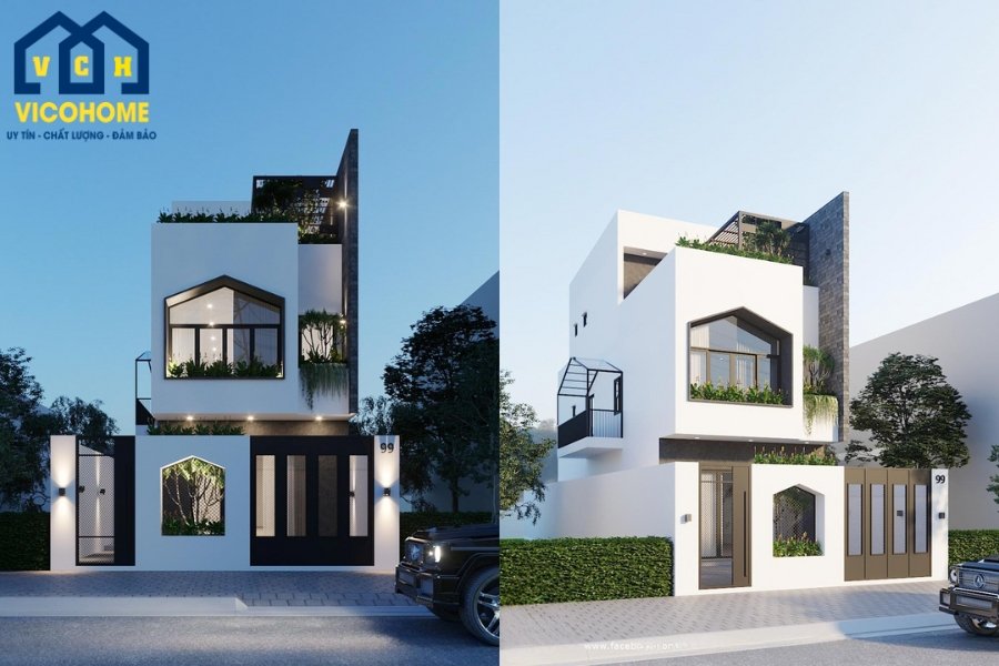 mẫu thiết kế nhà ống 2 tầng 5x20m 4 phòng ngủ