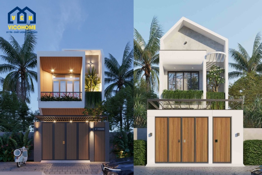 mẫu thiết kế nhà ống 2 tầng 5x20m đẹp