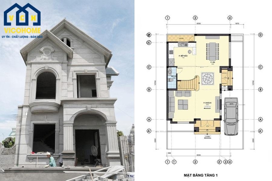 Giám sát quá trình thi công nhà 2 tầng mái Thái 4 phòng ngủ