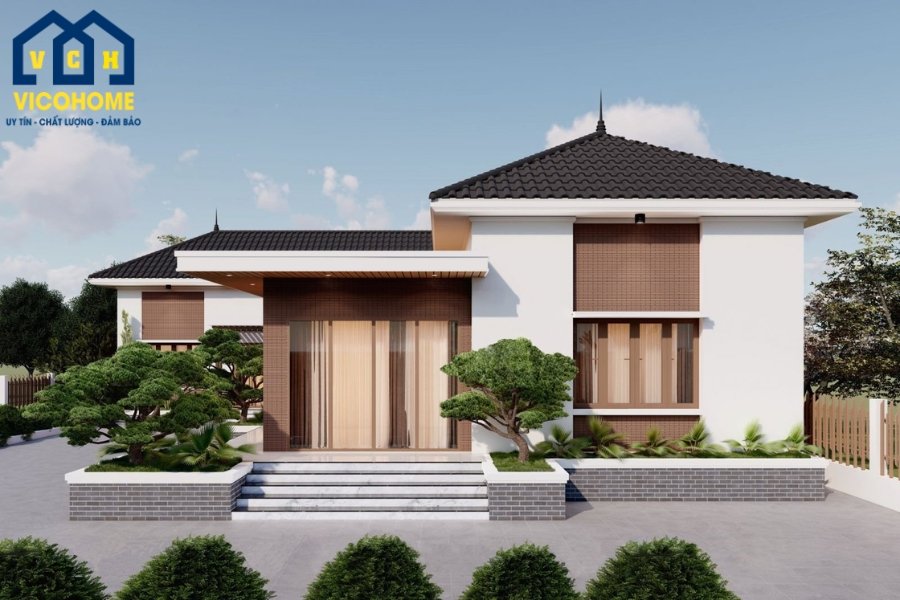 Mẫu nhà mái nhật 100m2 hiện đại