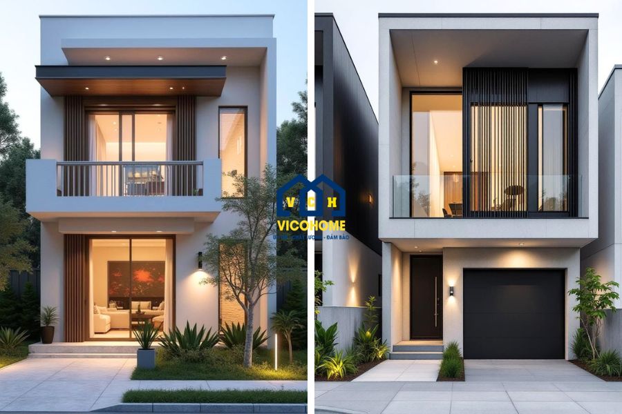 mẫu nhà ống khung thép 2 tầng