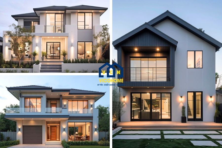nhà khung thép 2 tầng mái nhật