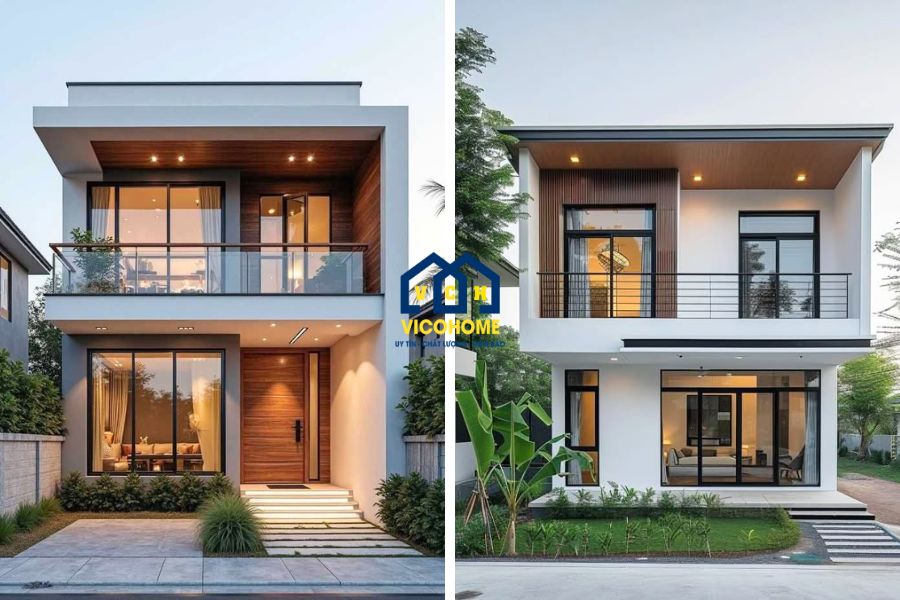nhà phố khung thép 2 tầng