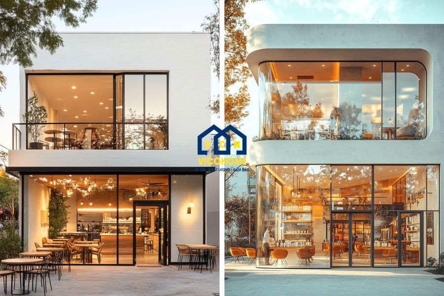 quán cafe khung thép 2 tầng