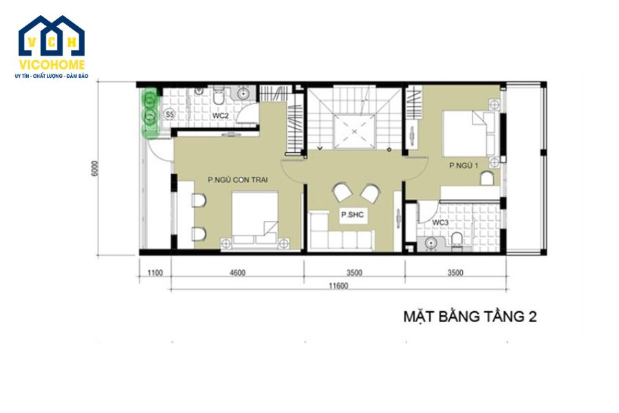 bản vẽ mặt bằng nhà 3 tầng