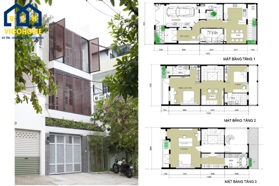 bản vẽ nhà phố 3 tầng