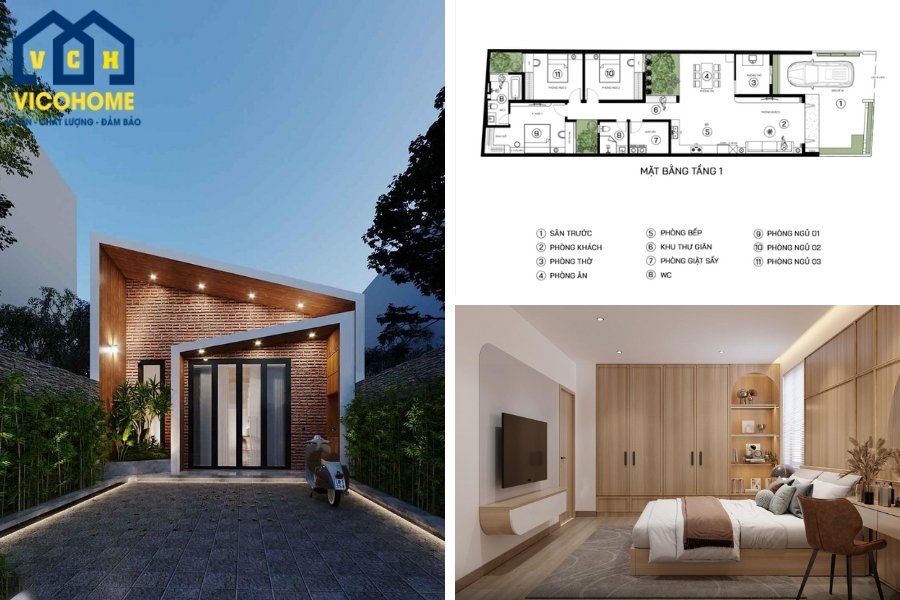 bản vẽ thiết kế nhà 1 tầng